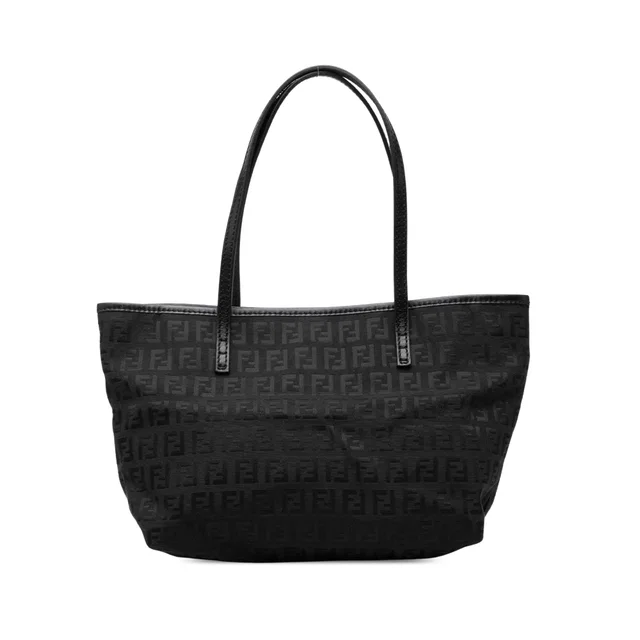 Black Fendi Zucchino Canvas Tote in Black Canvas from Designer Revival