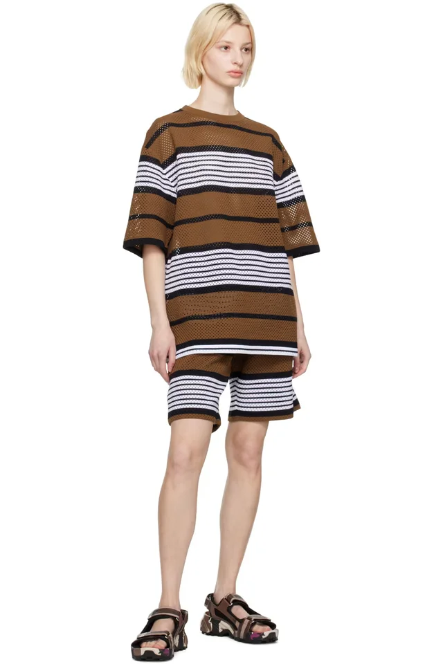 Burberry Brown Stripe Shorts, photo 4 of 4 from SSENSE