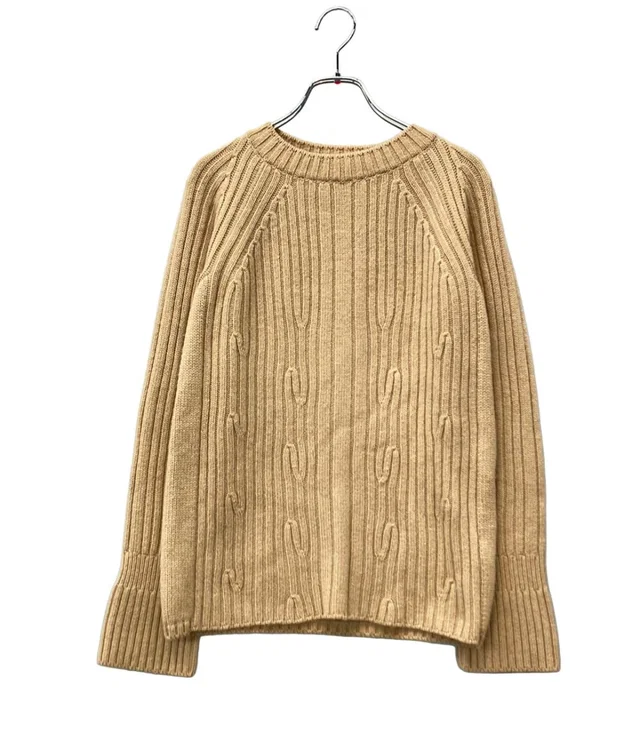 Hermès Long Sleeve Knit Cable Camel 36 Sweater in Brown from The Reluxe