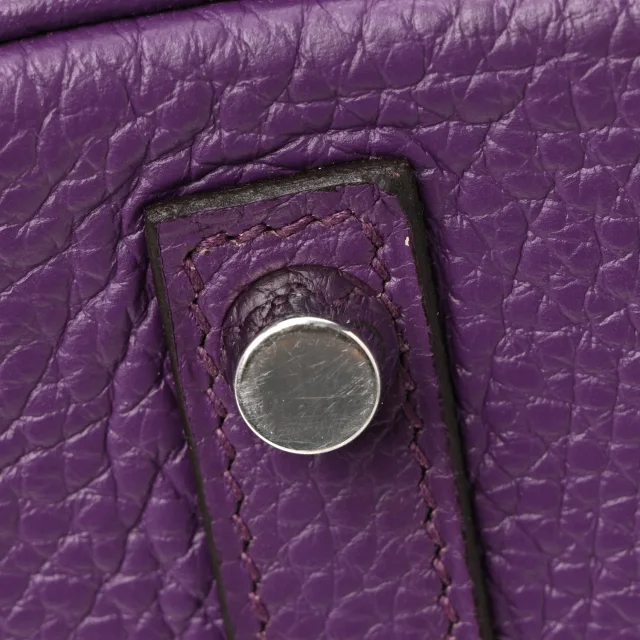 Hermès Taurillon Clemence Birkin 30 Ultraviolet in Clemence leather from FASHIONPHILE, photo 13 of 14