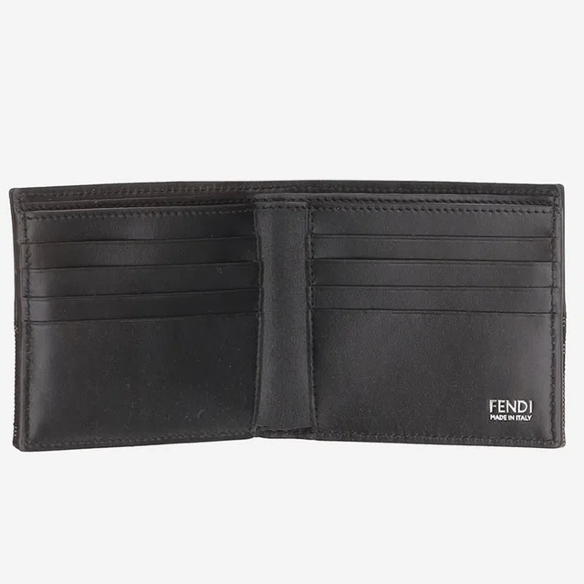 Fendi Ff Jacquard Fabric And Calfskin Wallet — Black & Cardholders in Black Calfskin from HEWI