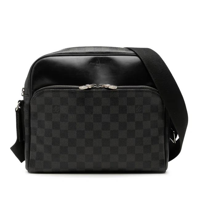 Black Louis Vuitton Damier Graphite Dayton Reporter MM Crossbody Bag in Black Canvas from Designer Revival