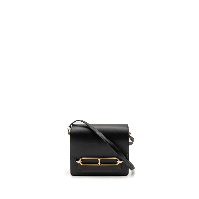 Hermès Mini Roulis Evergrain Black LGHW Stamp W in Black Leather from EMIER