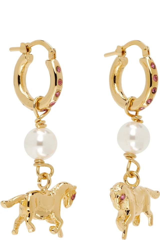 Marni Gold-Plated Horse Charm Earrings, photo 2 of 3 from SSENSE