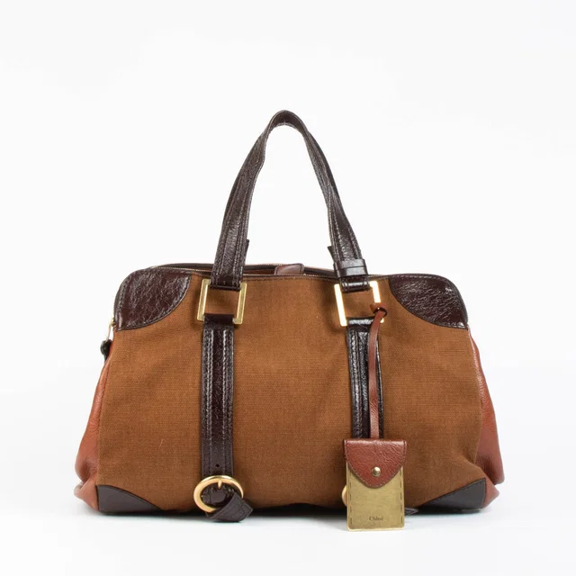 Chloé Cognac Canvas Tote Bag in Brown Canvas from Labellov