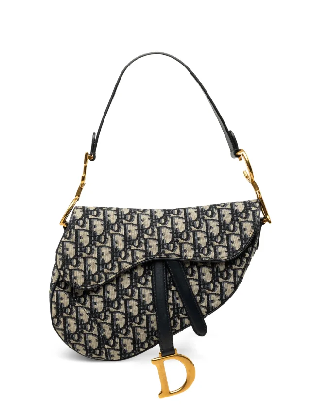 Dior Pre-Owned 2019 Oblique Canvas Saddle Bag Shoulder Bag | Blue | FARFETCH in Blue Canvas from Farfetch