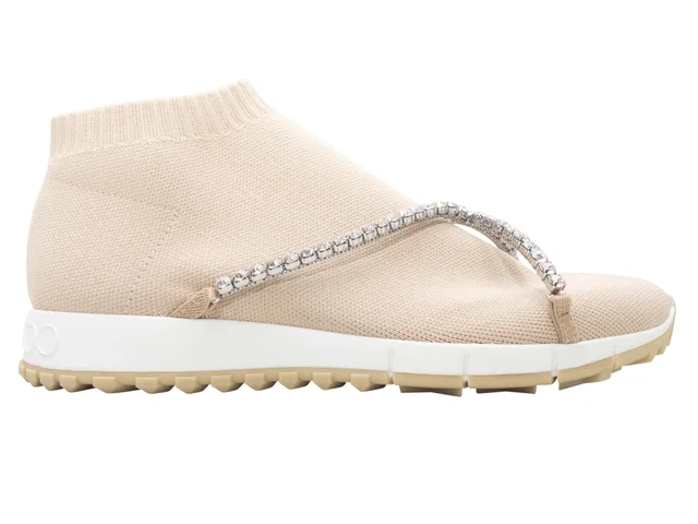 Jimmy Choo Crystal-Embellished Sock Sneakers Size 40 in Beige from Designer Revival