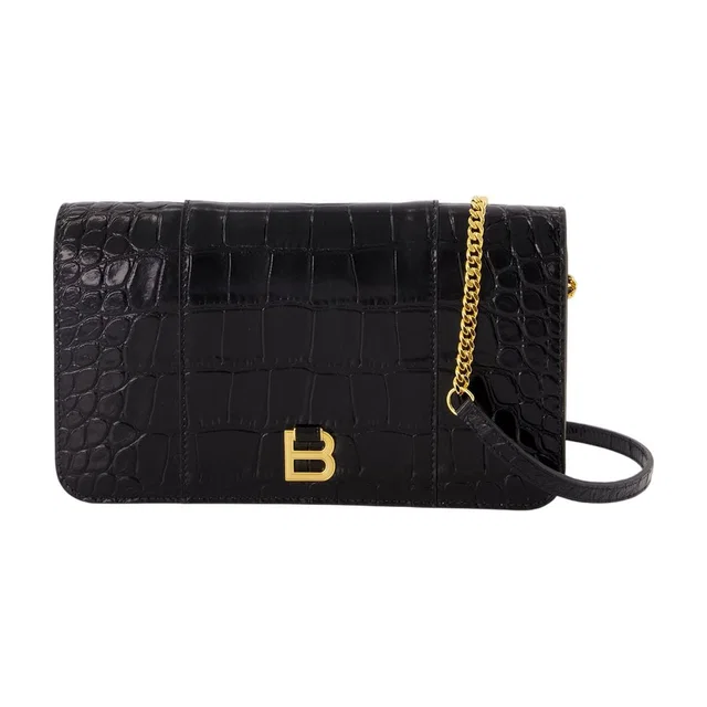 Balenciaga Crocodile-Embossed Calfskin Card Case — Black Cases in Black Calfskin from HEWI