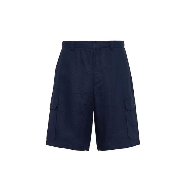 Prada Blue Linen Bermuda Shorts in Blue from HEWI
