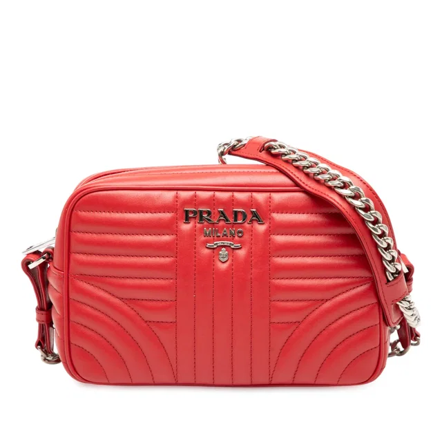 Red Prada Soft Calfskin Diagramme Camera Bag in Red Calfskin from Designer Revival