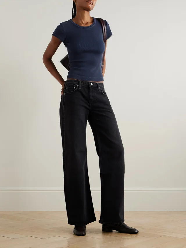 CITIZENS OF HUMANITY Nello ribbed jersey T-shirt in Blue, photo 2 of 2 from NET-A-PORTER (Canada)