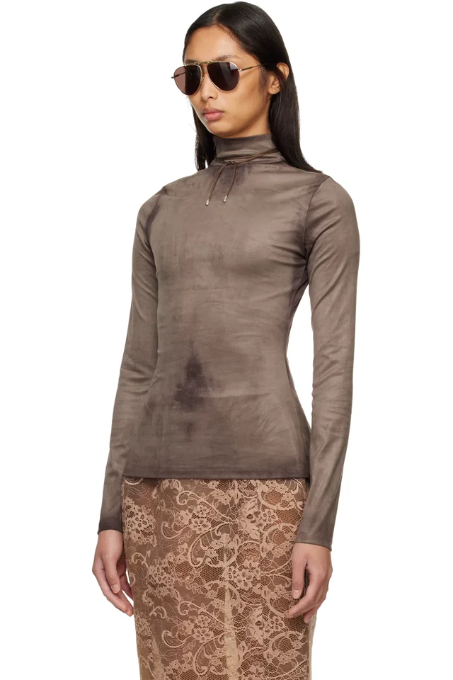 Acne Studios Gray Printed Faux-Suede Top, photo 4 of 5 from SSENSE
