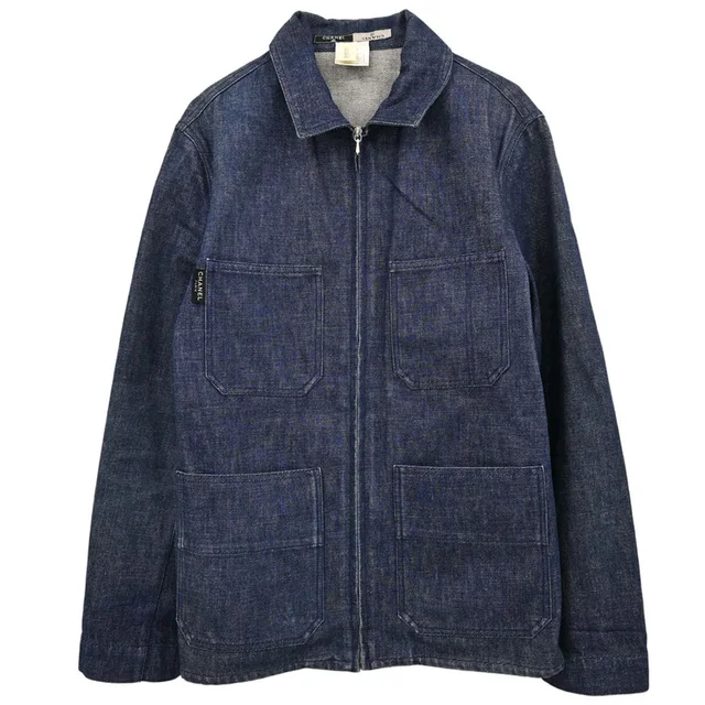 Chanel 1999 Zip Up Denim Jacket Indigo #38 in Denim from AMORE Vintage Tokyo