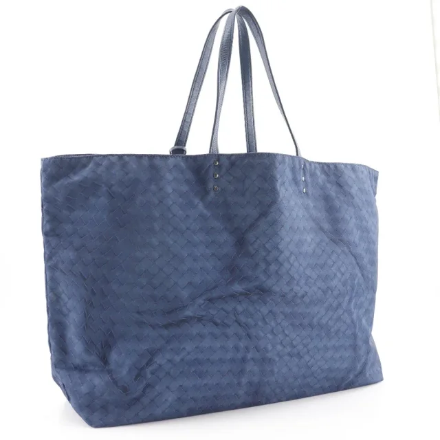 Bottega Veneta Intrecciolusion Tote Printed Nylon Navy Bag in Navy Nylon from HEWI, photo 2 of 12