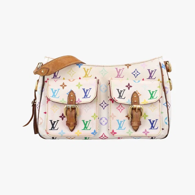 Louis Vuitton Lodge GM Blanc Monogram Multicolor Shoulder Bag in White Suede from The Reluxe