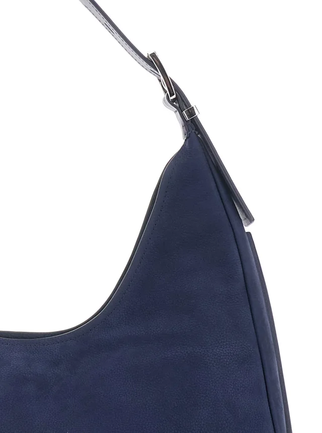 Michael michael kors 'Nolita Large' Blue Shoulder Bag with Logo Lettering on the Front in Suede Women in Blue 100% Cow Leather, photo 9 of 12 from Gaudenzi Boutique