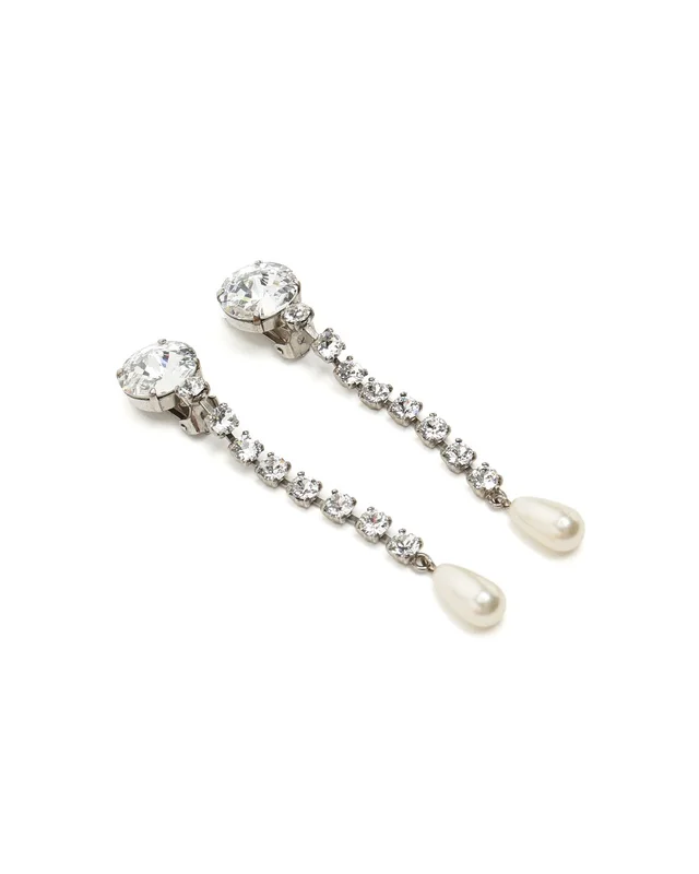 Miu Miu Rhinestone Pearl Clip-on Earrings from A Retro Tale, photo 2 of 3