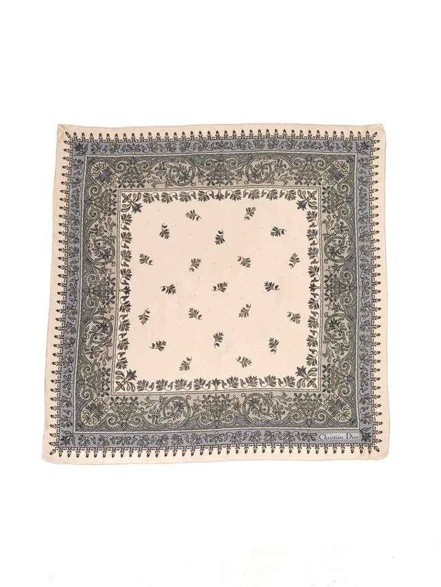Dior Lace Printed Silk Scarf in Multicolor Silk from Arcade Vintage