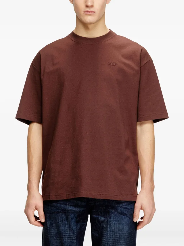 Diesel T-shirt with maxi Oval D embroidery in Brown, photo 3 of 4 from FARFETCH
