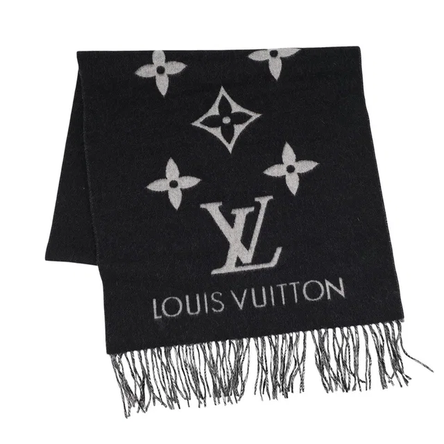 Louis Vuitton Echarpe / Ray Cavik NoirM71040 Cashmere100% from GALLERY RARE