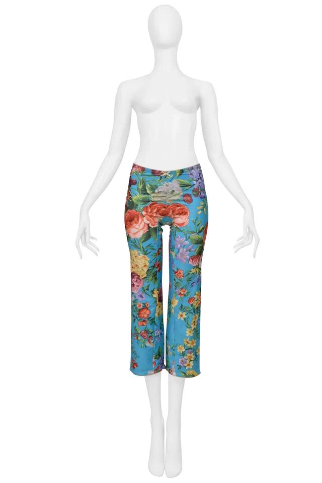 Dolce & Gabbana Blue Floral Pants in Blue from Resurrection Vintage