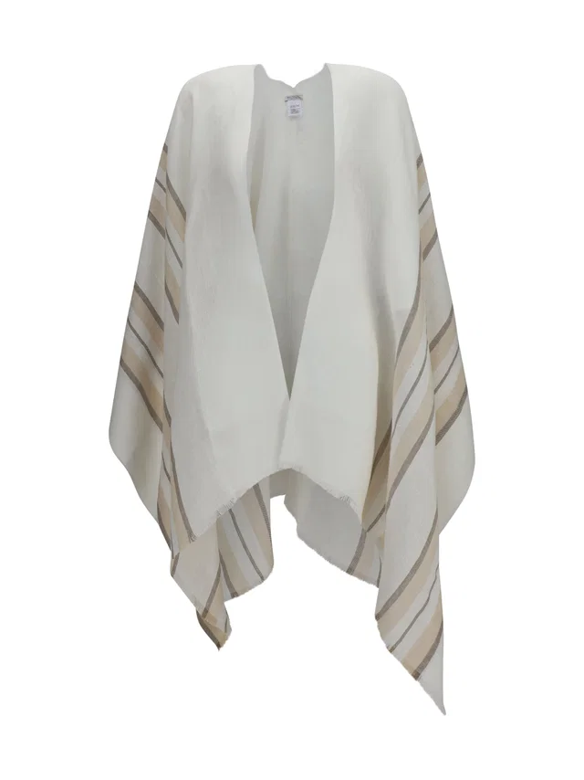 Brunello Cucinelli Linen, Cashmere And Silk Blend Shawl — White Shawls in White Silk from HEWI