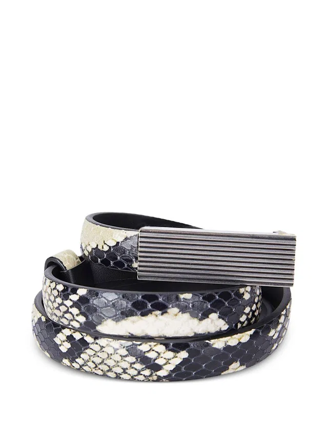 Khaite Python-Embossed Calfskin Belt — Beige Null in Beige Calfskin from HEWI