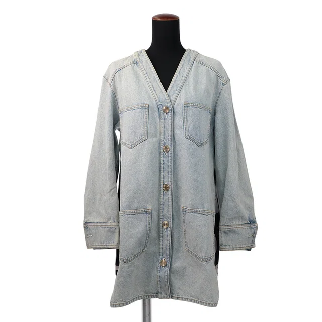 Chanel Long denim jacket Size 38 BlueP70179 Cotton100% in Denim from GALLERY RARE