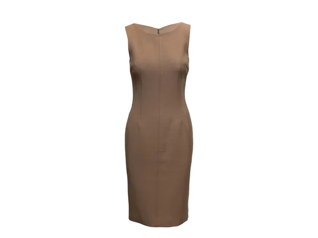 Tan Dolce & Gabbana Sleeveless Sheath Dress Size IT 42 in Brown from Designer Revival