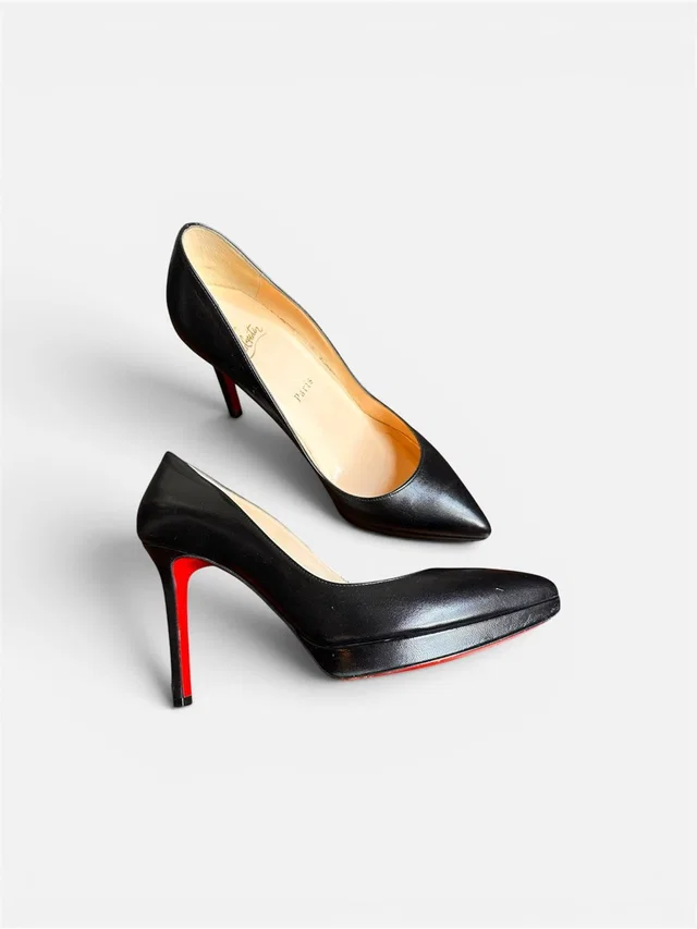 Christian Louboutin Pigalle Plato 100 Pumps In Size 38 in red|black Leather from Poshmark