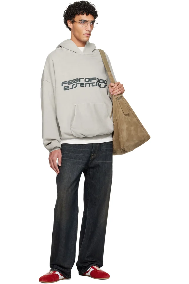 Fear of God ESSENTIALS Gray Holiday Heavy Fleece 90s Hoodie, photo 4 of 4 from SSENSE