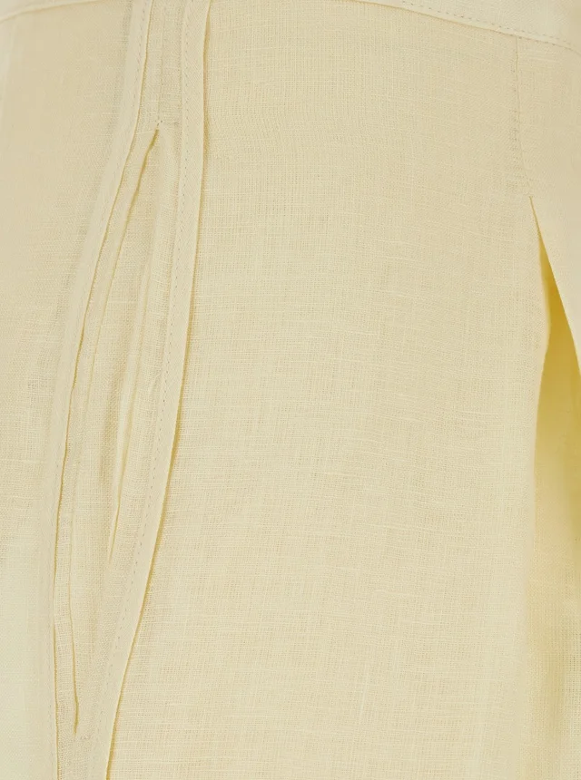 SEMICOUTURE Yellow Pants with Drawstring Waist in Linen for Women in Yellow 100% Linen, photo 6 of 6 from Gaudenzi Boutique
