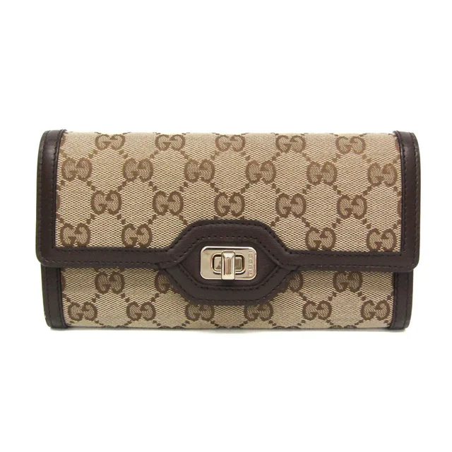 Gucci Luce 790034 Women,Men GG Canvas,Leather Long Wallet (bi-fold) Brown,Light Brown in Brown/Light brown GG canvas , Leather from Elady