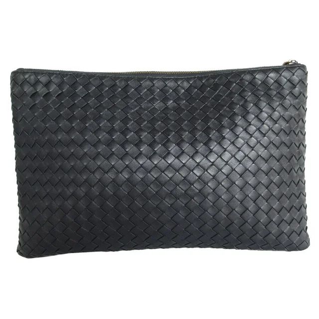 Bottega Veneta Bag Intrecciato Clutch Leather in black Woven leather from Poshmark