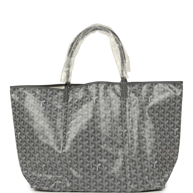Goyard Goyardine Grey St. Louis GM Tote Bag Palladium Hardware in Grey Calfskin from Madison Avenue Couture