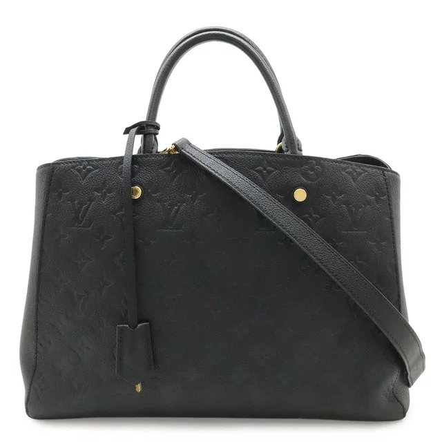 Louis Vuitton Monogram Empreinte Montaigne GM Tote 2-Way Shoulder Bag Noir in Black Leather from The Reluxe