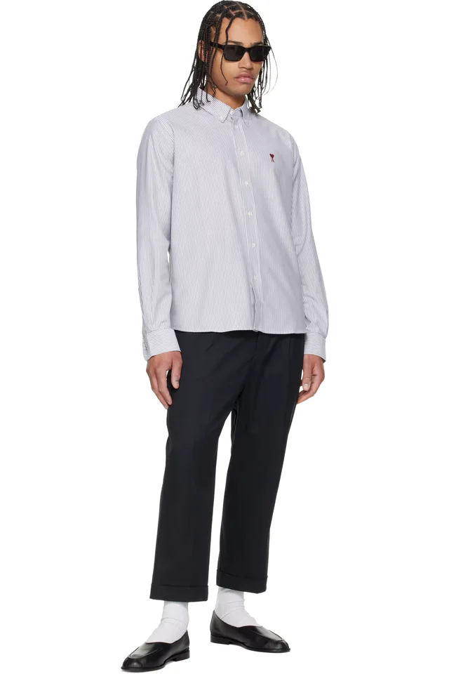 AMI Paris Black Cotton Carrot Oversized Trousers, photo 4 of 4 from SSENSE