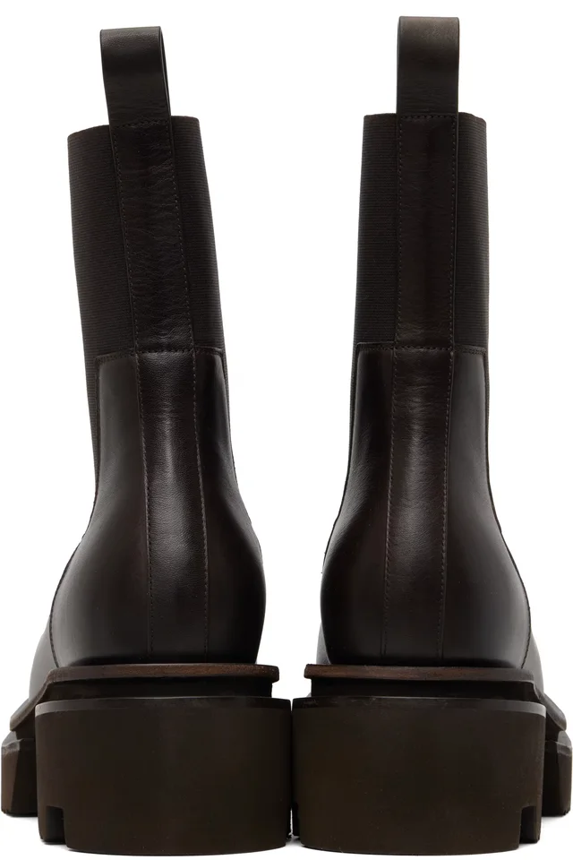 Rick Owens Brown Temple Beatle Bogun Chelsea Boots, photo 2 of 5 from SSENSE