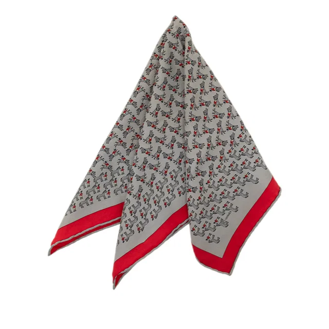 Gray Hermès Rodeo Silk Scarf 40 Scarves in Grey Silk from Designer Revival