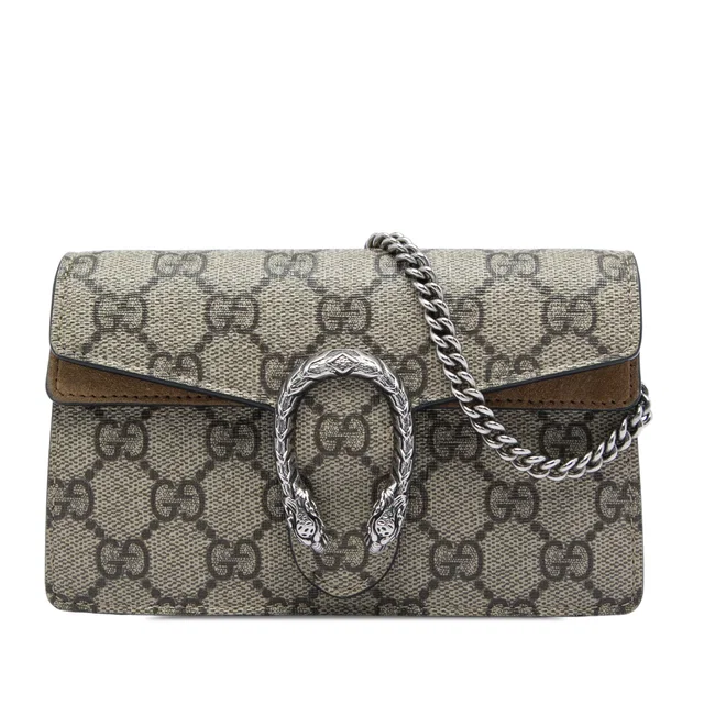 Beige Gucci Mini GG Supreme Dionysus Crossbody in Beige Suede from Designer Revival