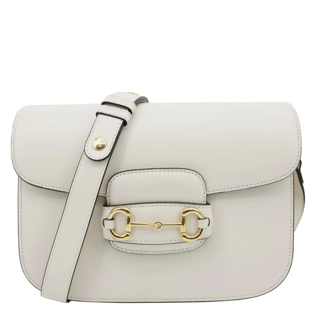 Gucci Horsebit 1955 Small Leather Shoulder Bag Off White 602204 in White Leather from Dallas Designer Handbags