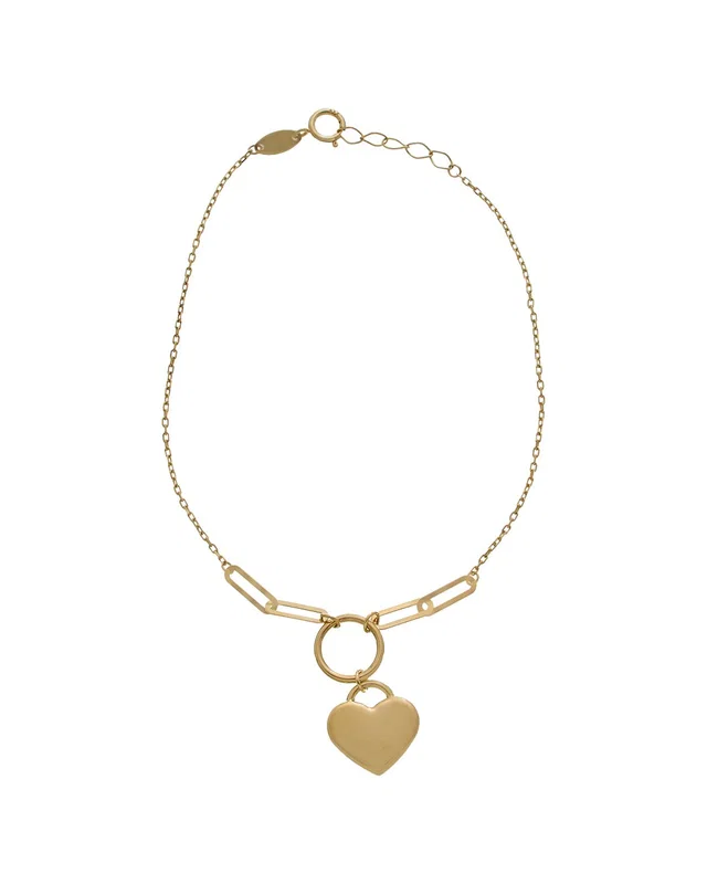 Italian Gold 10K Mixed Link Heart Adjustable Bracelet, image 1 of 1 from Rue La La