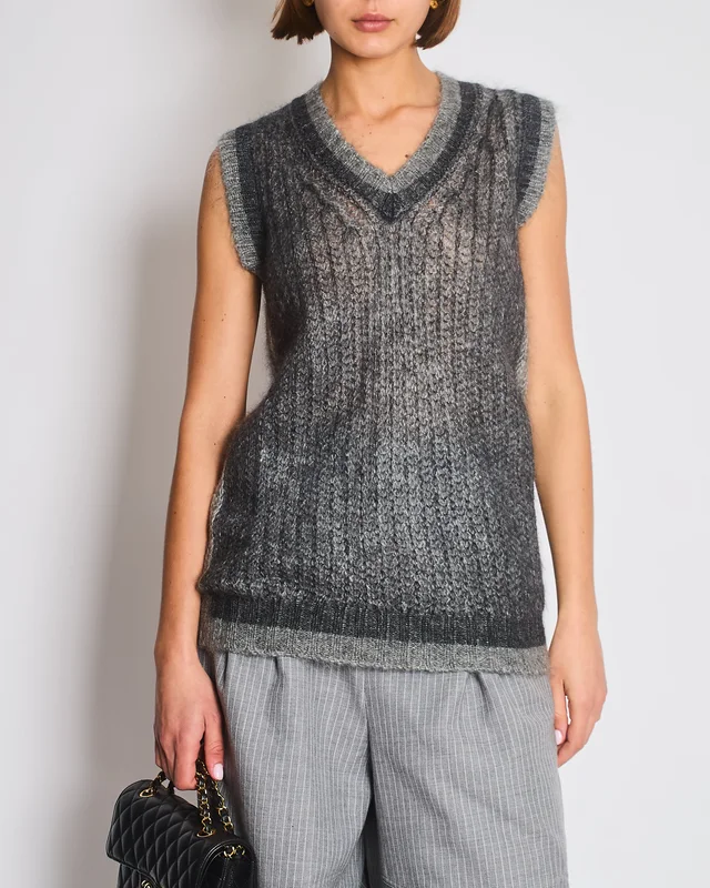 Prada Mohair Grey Long Vest IT 38 (UK 6) in Grey Nylon from Sellier, photo 2 of 2
