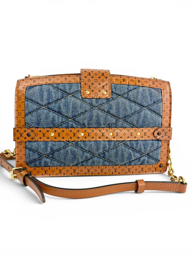 Louis Vuitton Limited Edition Denim Calfskin Malletage Trunk Clutch in Calfskin from Season 2 Consign, photo 4 of 10