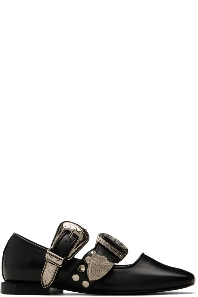 Toga Pulla SSENSE Exclusive Black Metal Leather Ballerina Flats from SSENSE, photo 1 of 1