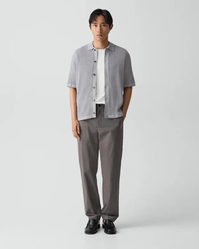 Theory Mesh Button-Up Shirt in Cotton in NEW DARK VAPOR 100% Cotton; Exclusive Of Elastic, photo 12 of 12 from Theory