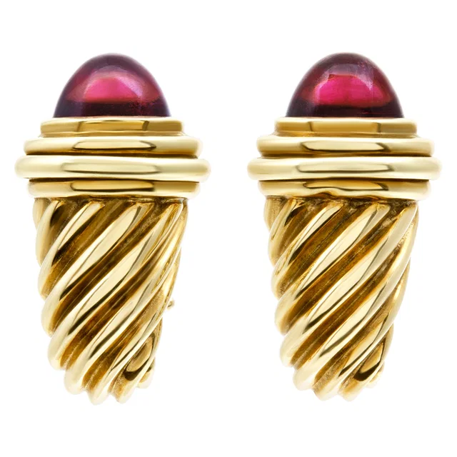 David Yurman shrimp earrings with pink tourmaline in Pink Yellow Gold from Gray And Sons