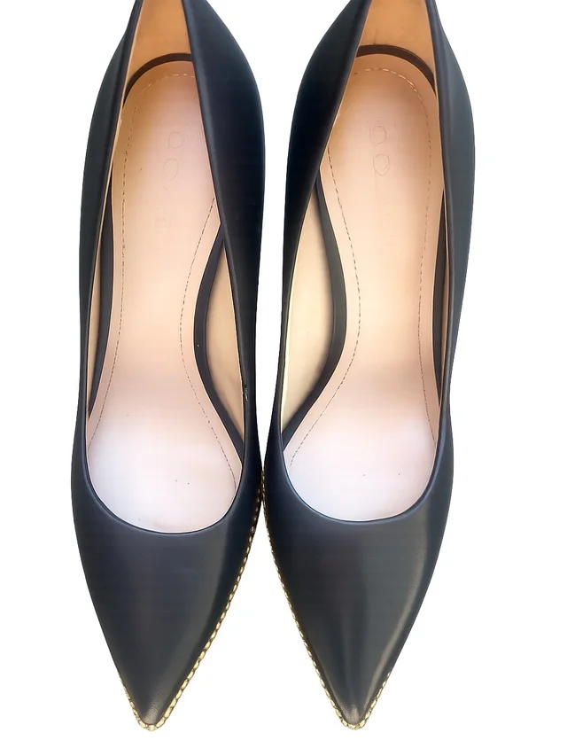 Coach Pointed Leather Pumps With Gold Edge in black Leather from Poshmark