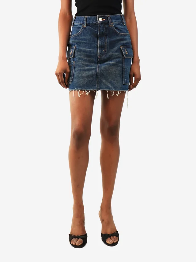 Celine Blue cargo denim mini skirt - size UK 6 in Blue Denim from Sign of the Times