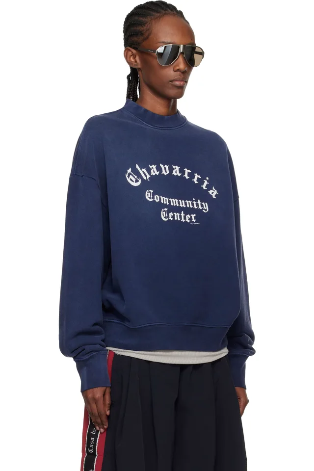 WILLY CHAVARRIA Navy 'Chavarria Community Center' Standard Sweatshirt, photo 2 of 4 from SSENSE